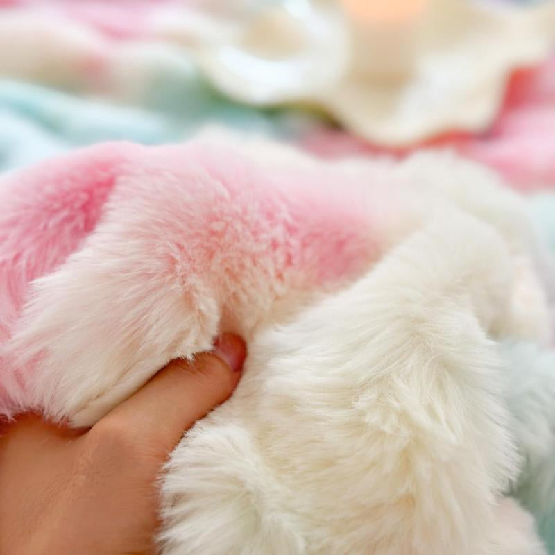 Colorful Fluffy Blanket, 1 Count Soft Comfortable Throw Blanket, Warm Napping Blanket for Home Office Travel Camping